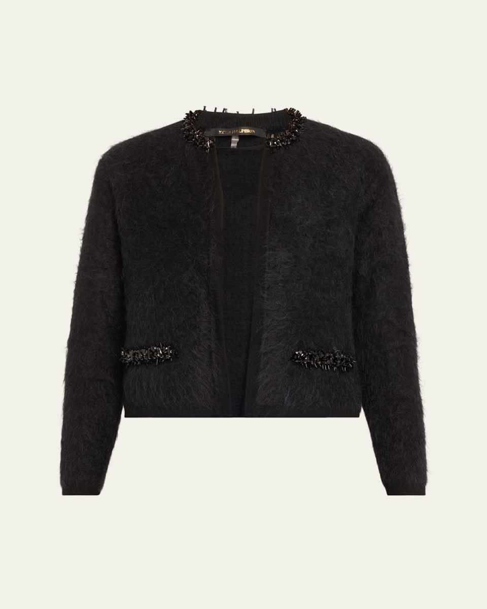Madeline Fuzzy Bead-Trim Sweat